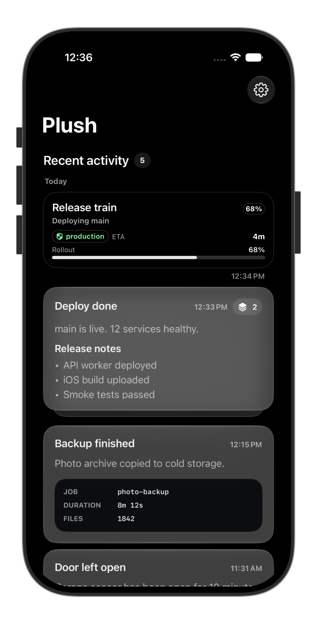 Plush notification preview